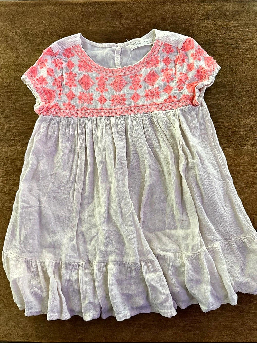Zara Girls Floral Dress in Pink & White Size 5